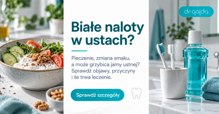 Miska naturalnego jogurtu z warzywami oraz szczoteczka i płyn do płukania ust - grzybica jamy ustnej, objawy i leczenie